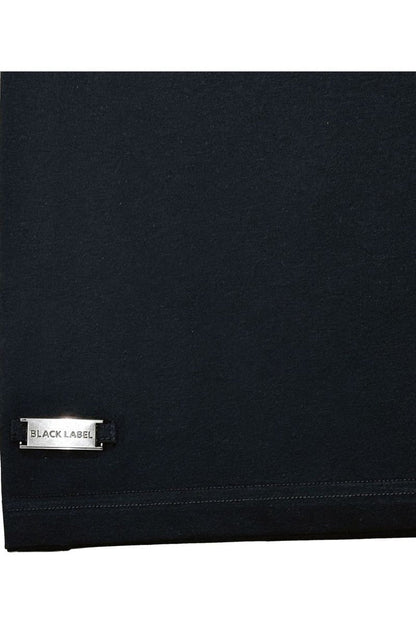 Black Label Milano premium T-shirt in black, featuring a classic fit and soft cotton fabric, displayed flat on a white background.