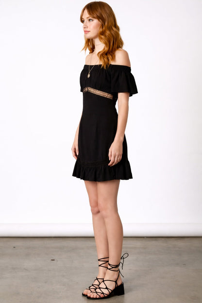 Femme Off-the-Shoulder Black Dress