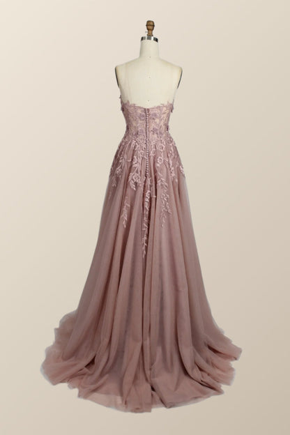 Black Floral Embroidery Strapless A-line Formal Dress