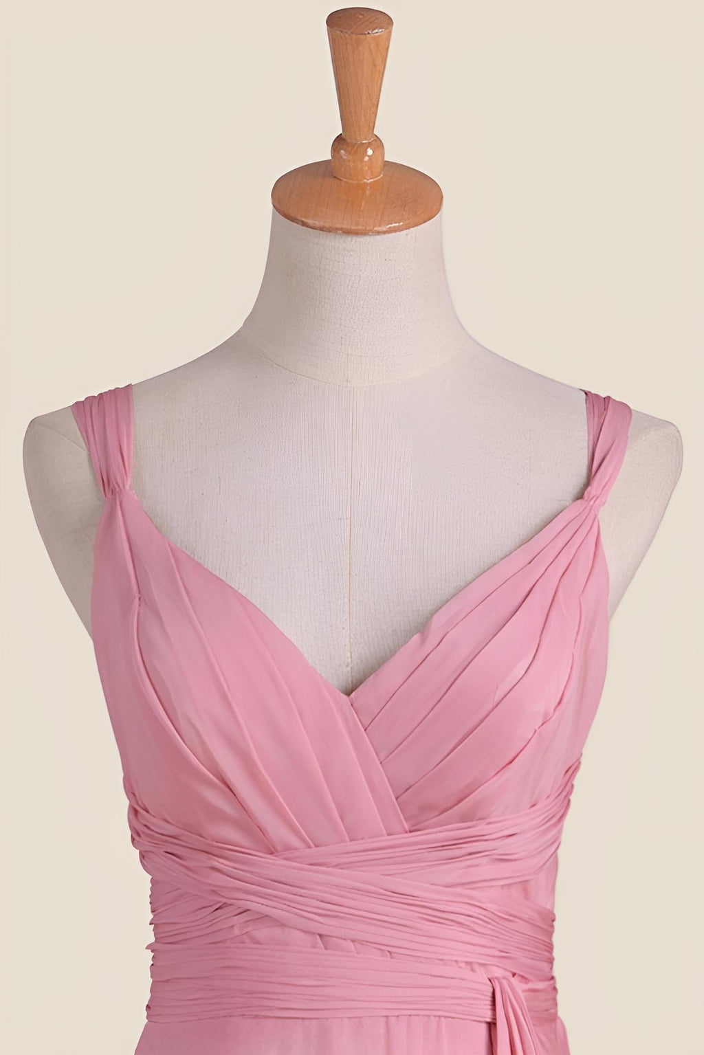 Blush Pink Empire Pleated Chiffon Long Bridesmaid Dress
