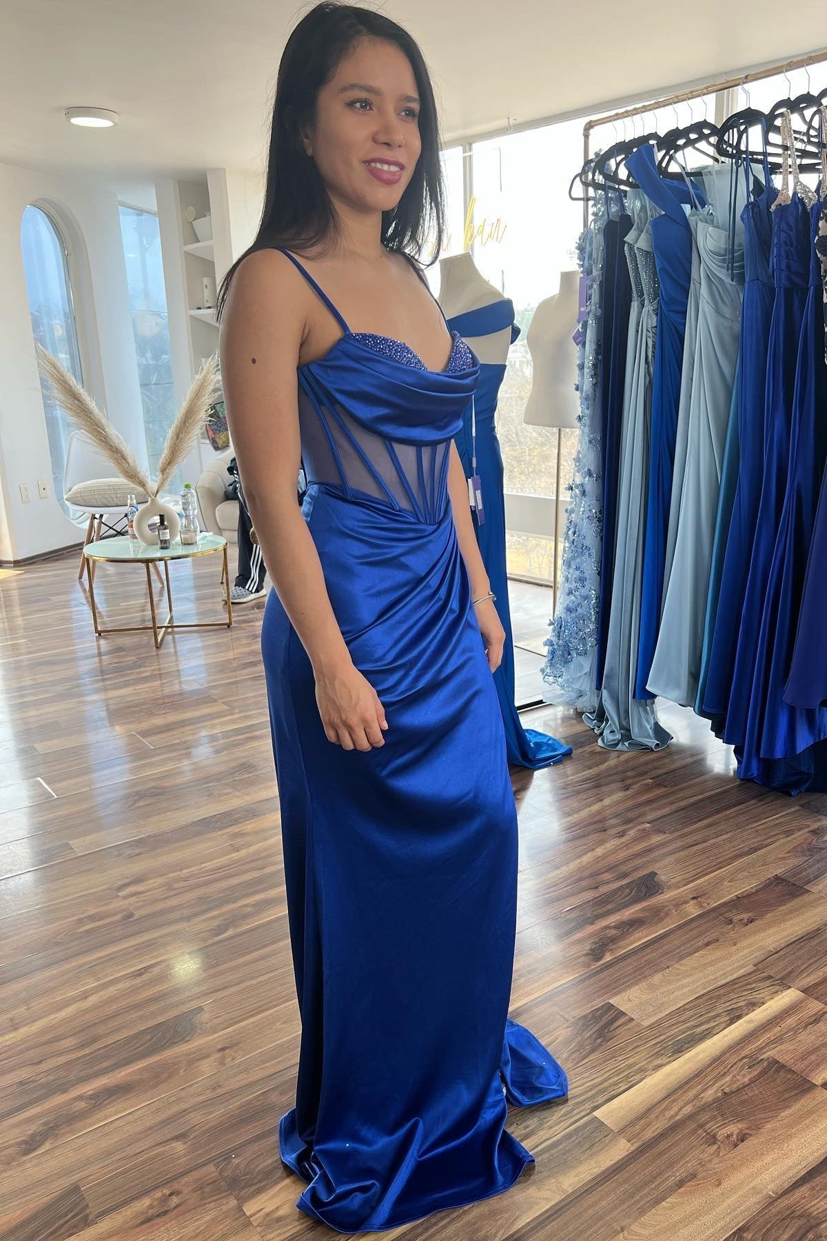 Orange Spaghetti Straps Mermaid Long Formal Dress