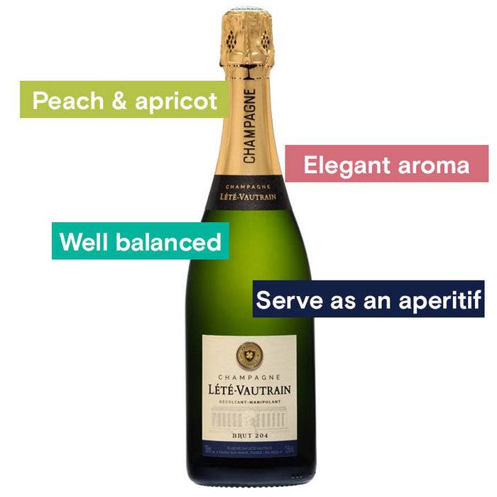 Peach & apricot, elegant aroma, well balanced, serve as an aperitif