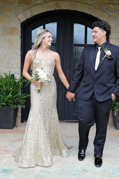 Light Blue Sequin Mermaid Long Formal Dress