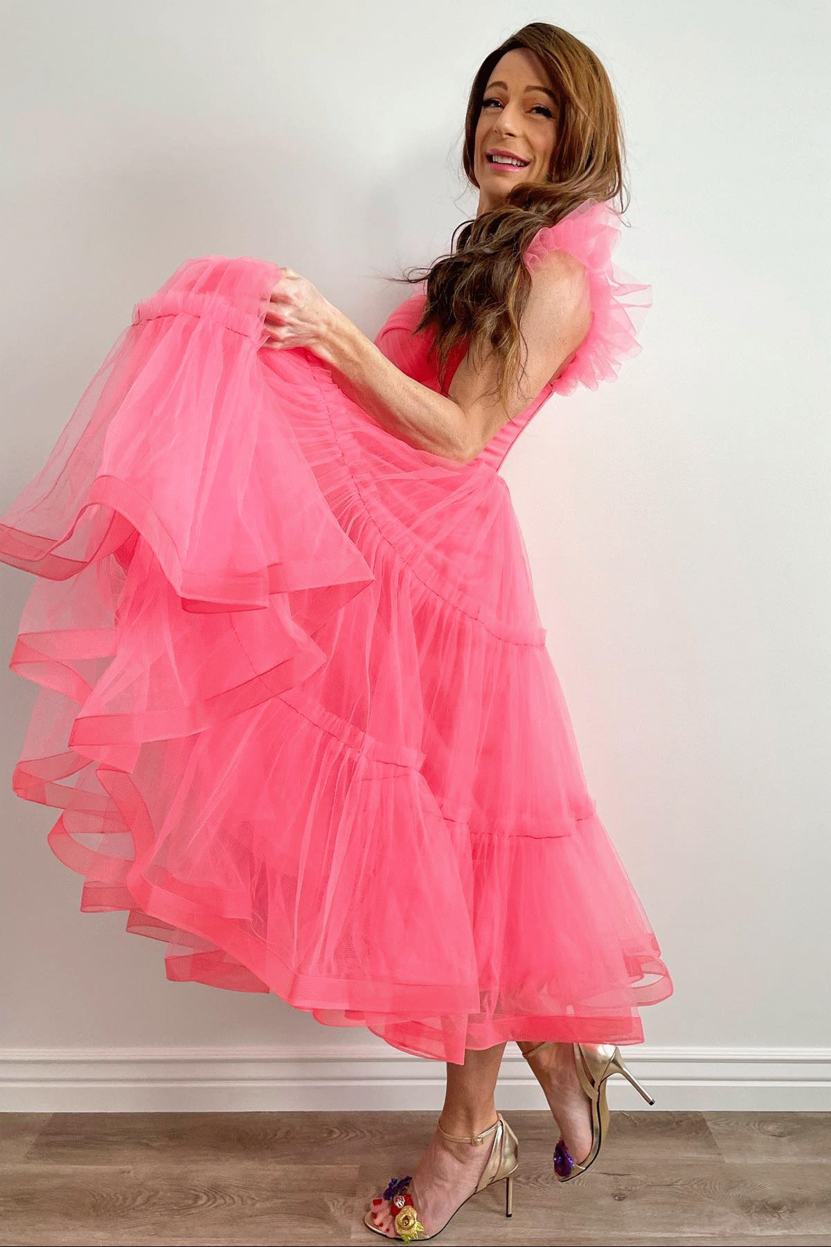 Black Tulle Ruffle Corset Tea Length Dress