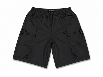 Copper Rivet men's black span twill shorts featuring a classic fit and copper rivet details, shown laid flat.