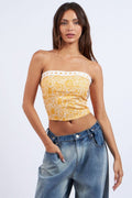 Cora Orange Floral Print Tube Top
