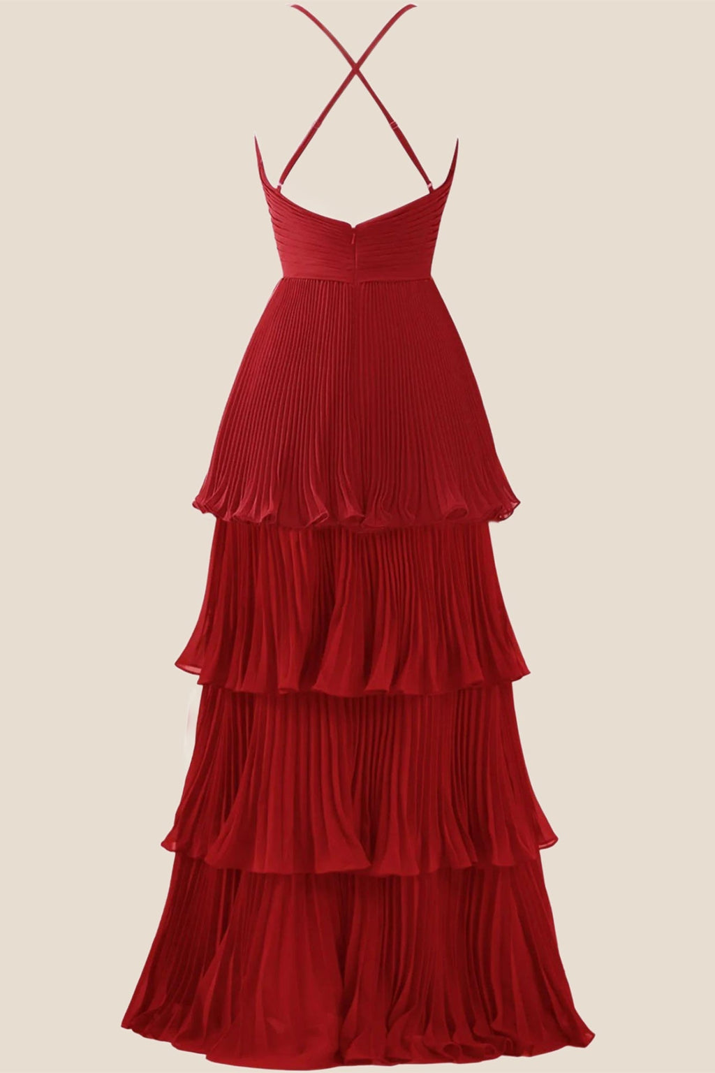 Emerald Green Pleated Empire Tiered A-line Party Dress