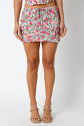 Forever Mine Pink Multi Floral Mini Skirt