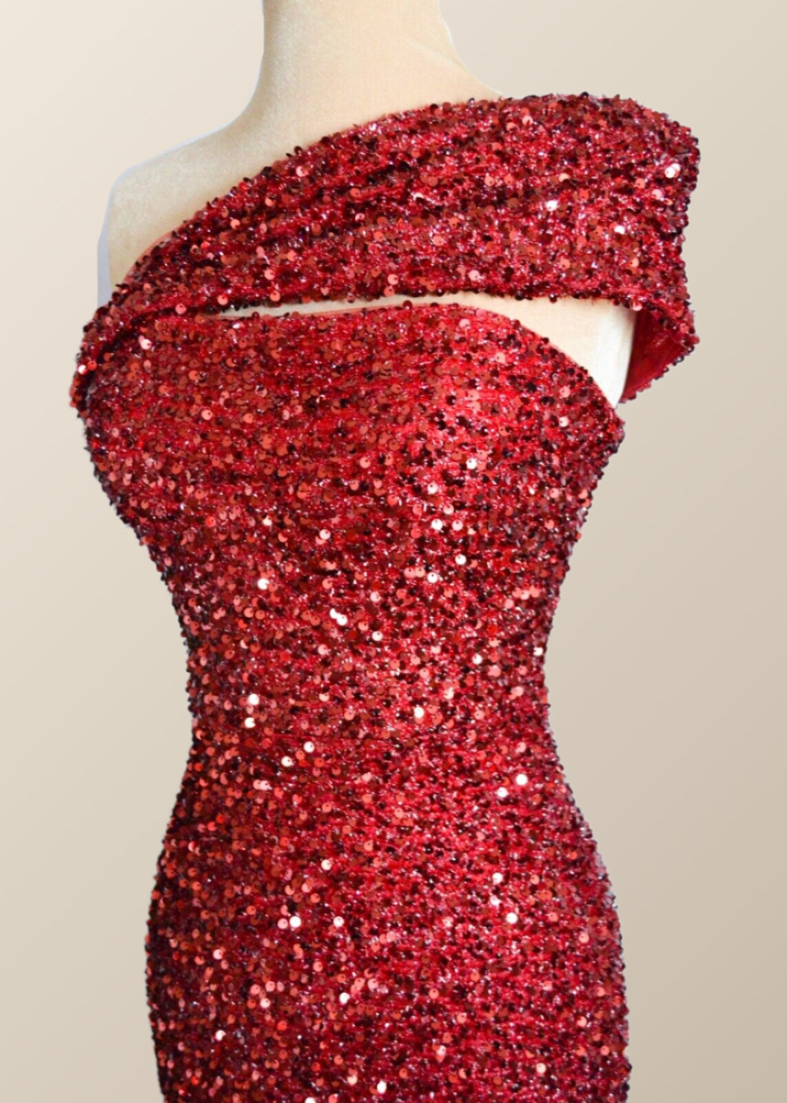 One Shoulder Wine Red Sequin Mermaid Party Dress