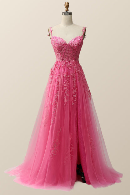 Navy Blue Lace Appliques A-line Long Formal Gown