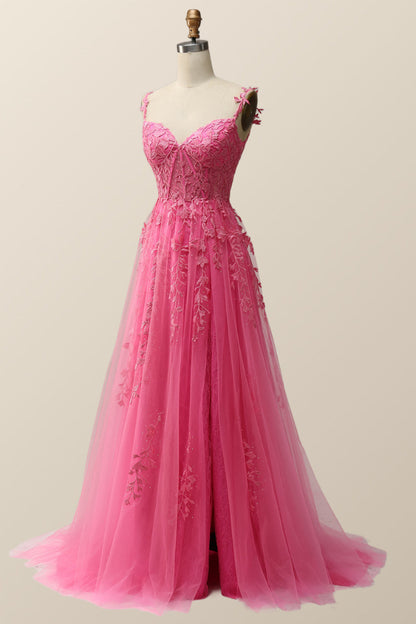 Navy Blue Lace Appliques A-line Long Formal Gown