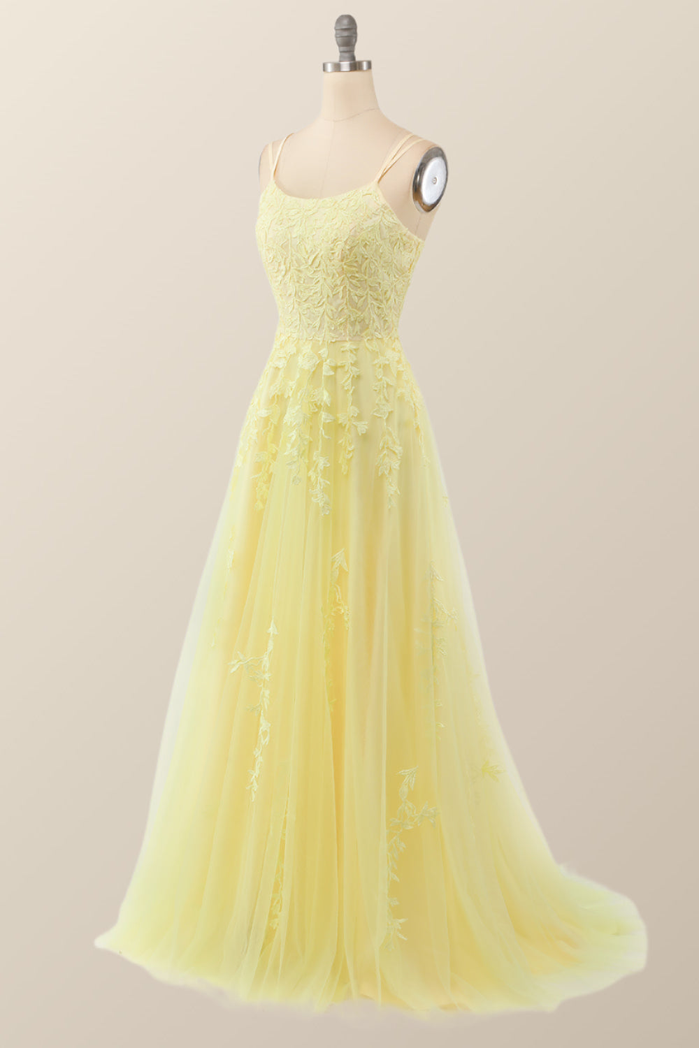 Lavender Lace Appliques A-line Long Formal Dress