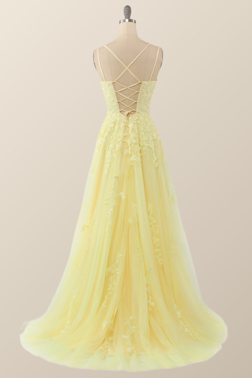 Lavender Lace Appliques A-line Long Formal Dress