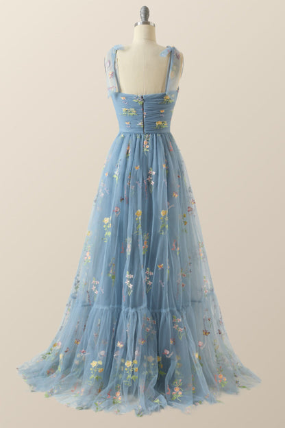 Champagne A-line Embroidered Long Formal Gown
