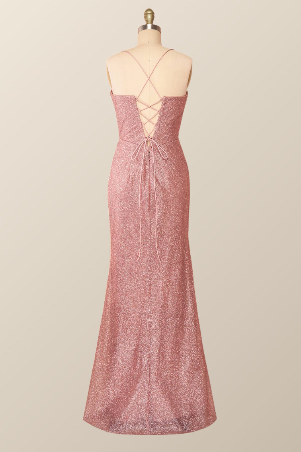 Fitted Red Cowl Neck Long Party Dress with Slit