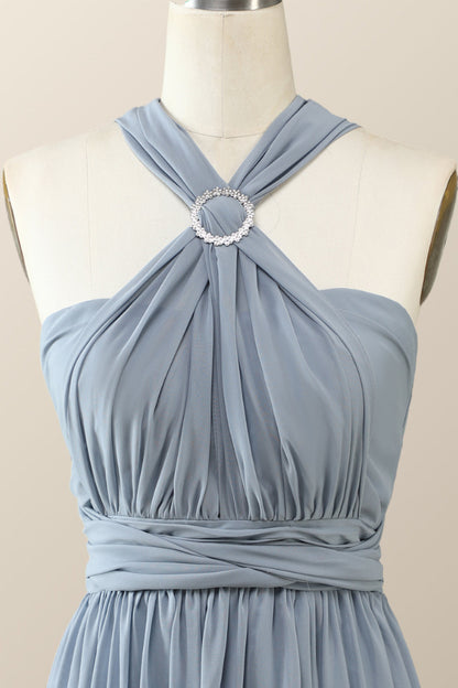 Misty Blue Chiffon Convertible Bridesmaid Dress