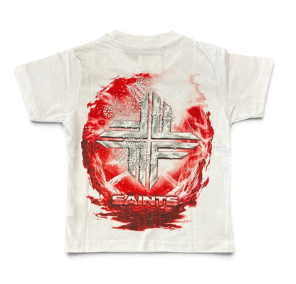 FWRD Kids Saints rhinestone T-shirt in white, kids' casual tee with decorative rhinestones, soft cotton fabric, and a comfortable fit.