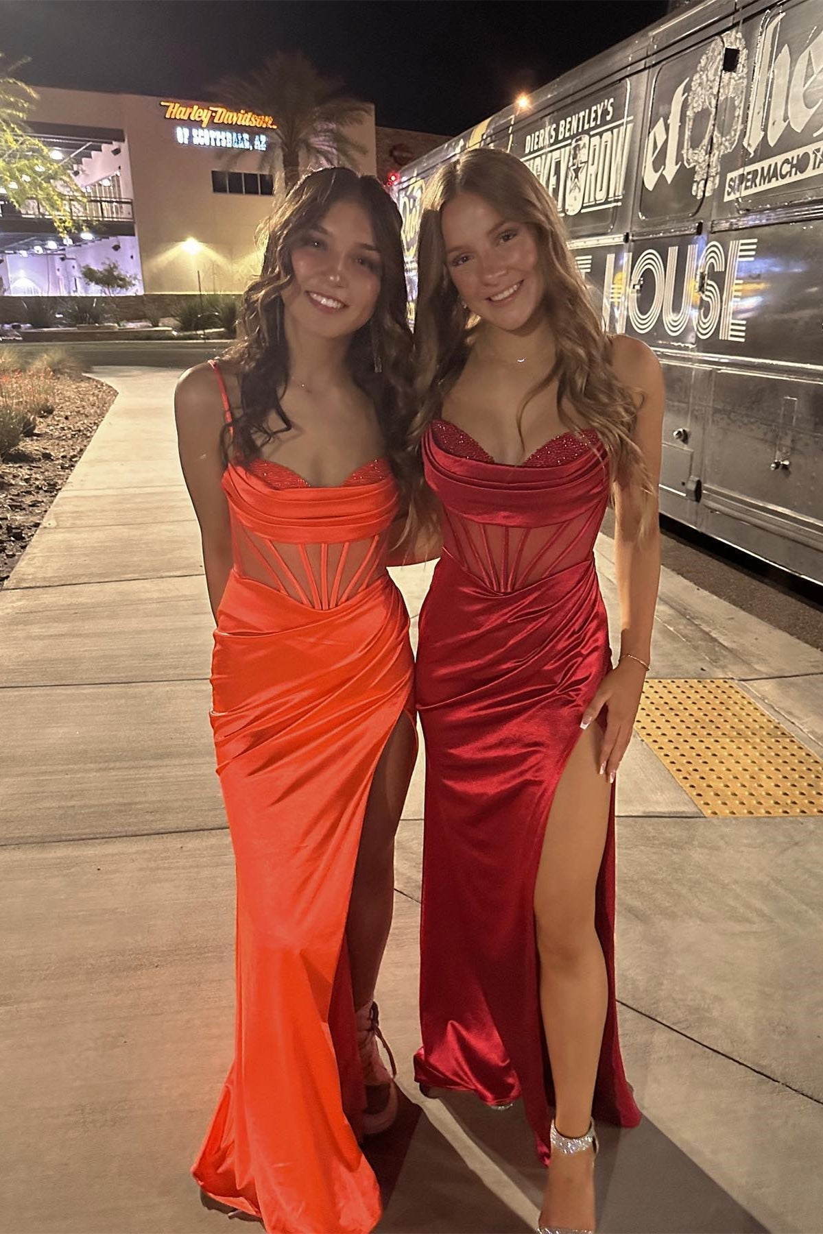 Orange Spaghetti Straps Mermaid Long Formal Dress