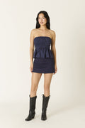 Genevieve Navy Peplum Tube Top