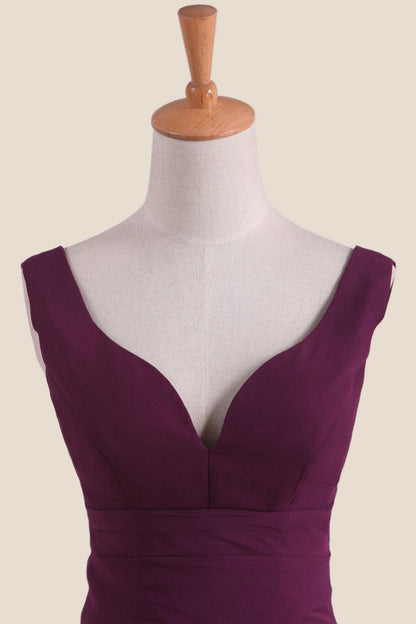 Grape Empire Fit Long Bridesmaid Dress with Slit