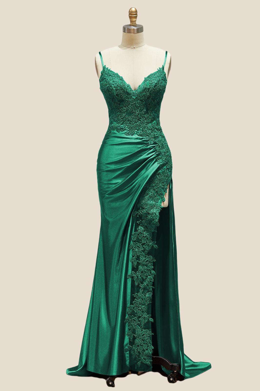 Navy Blue Appliques Mermaid Long Formal Dress