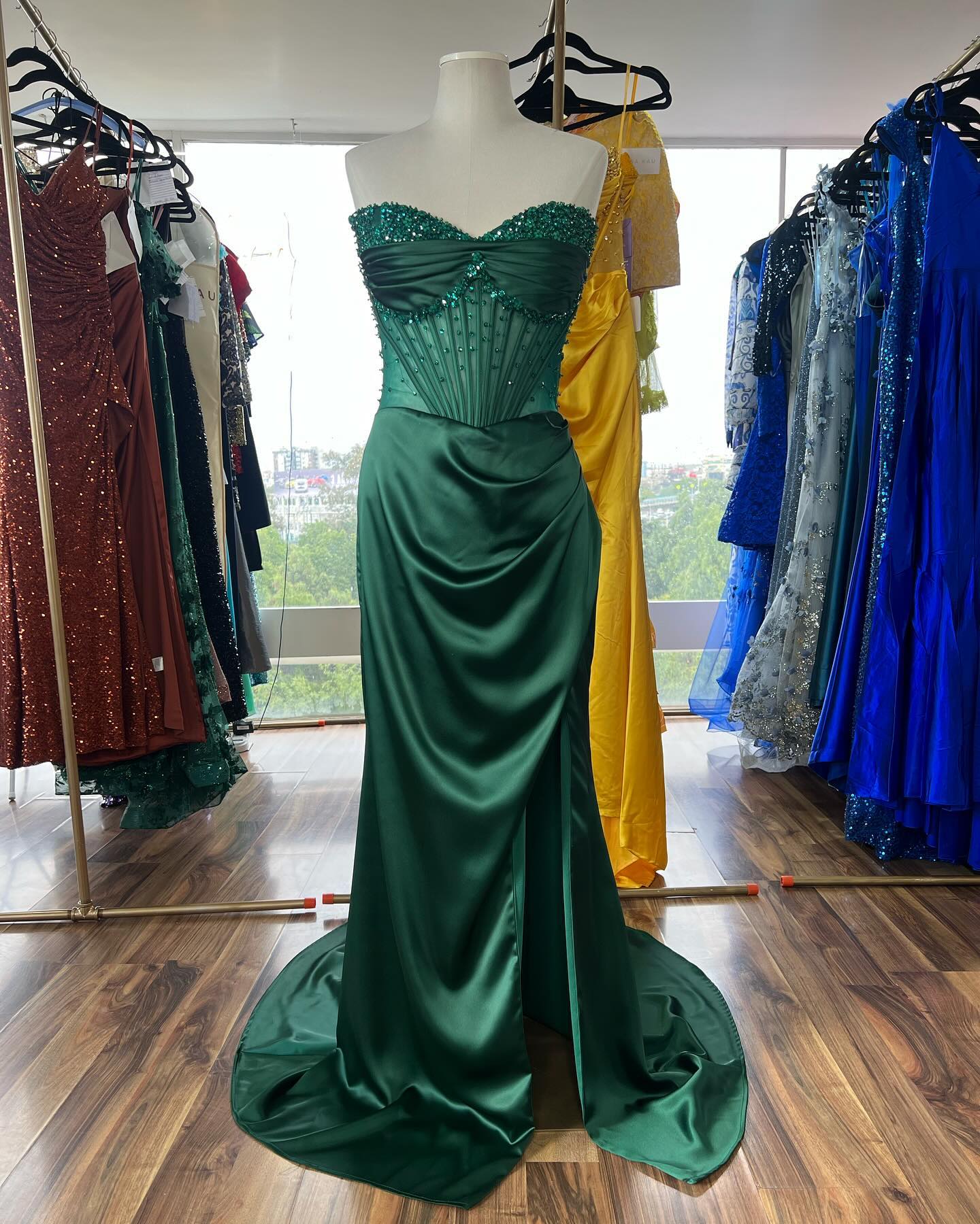 Beaded Light Blue Corset Mermaid Long Formal Dress