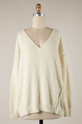 Harlow Cream V-Neck Pullover Sweater