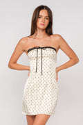 Harper Ivory Dot Ribbon Trim Strapless Mini Dress