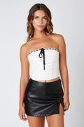 Haven White Ribbon Trim Tube Top