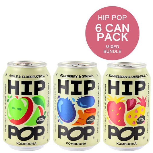 Hip Pop Mixed Bundle, Apple / Blueberry / Strawberry Kombucha 6x330ml Pack