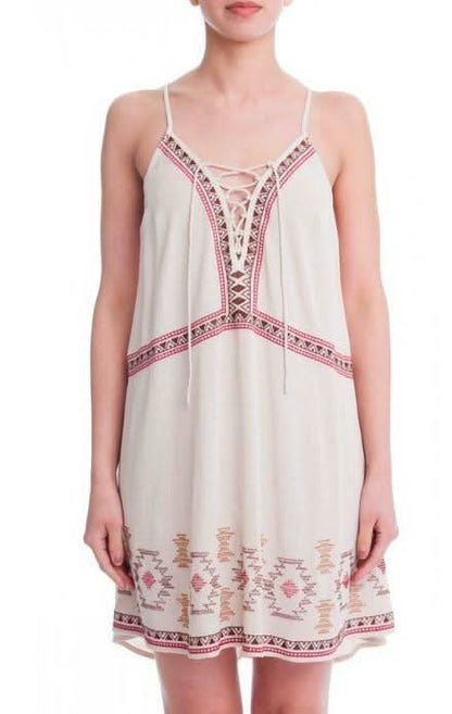 Heart of Mine Taupe Embroidered Shift Dress