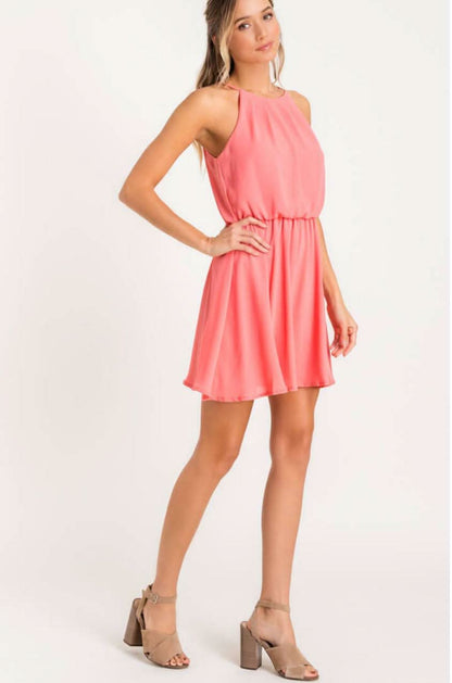 Feeling Flirty Pink Blouson Skater Dress