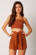 Jamie Cocoa Halter Crop Top