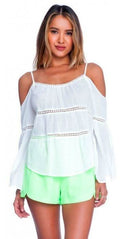 Lush Follow The Leader Off White Cold-Shoulder Top