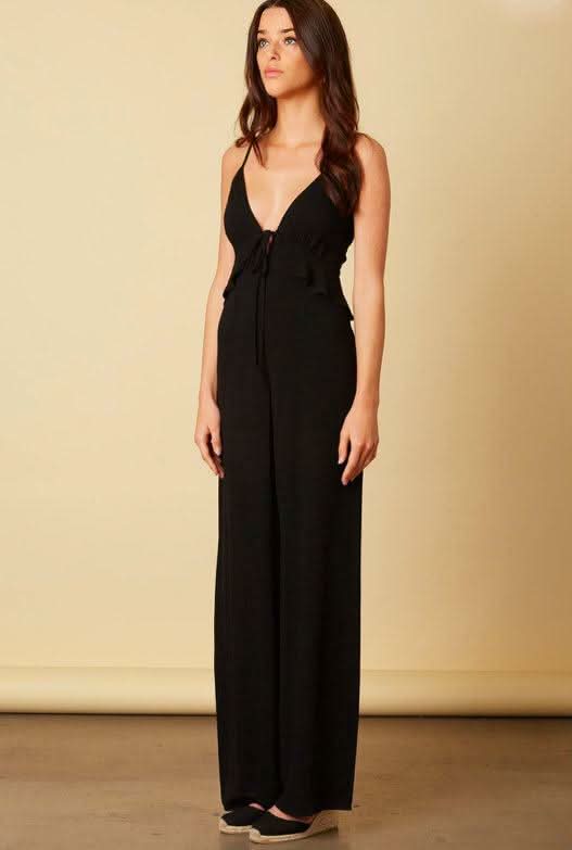 Glamorous Scene Black Tie Front Jumpsuit