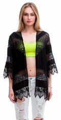 Hawaiian Nights Black Crochet Lace Kimono