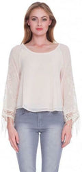 Faith and Flowers Boho Fringe Cream Top