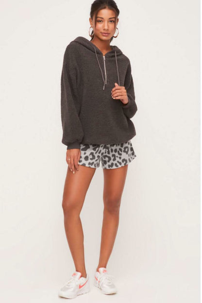 Gabriella Charcoal Grey Sherpa Hoodie