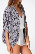 Julie Black Floral Print Kimono