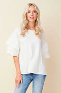Lakeside White Eyelet Ruffle Sleeve Top