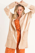 Cozy Dreams Taupe Chevron Striped Knit Cardigan