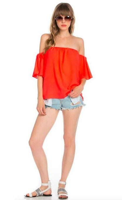 Lucid Red Off-The-Shoulder Top