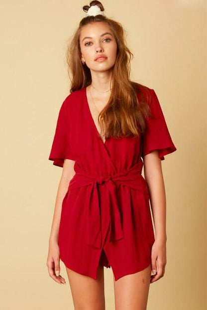 Falling For You Burgundy Romper