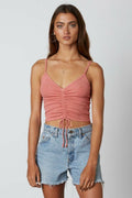 It's On Rose Drawstring Cropped Tank Top