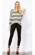 Hera Metallic Taupe and Black Chevron Sweater