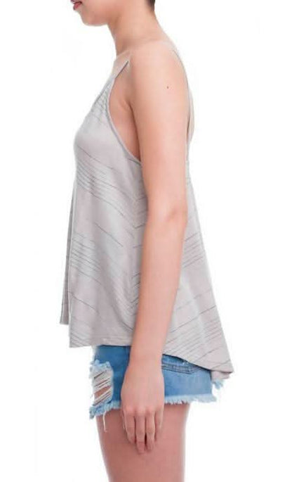 Fond Of You Taupe Striped Criss-Cross Tank Top