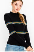 Follow the Rules Black Ribbed Mock Neck Top