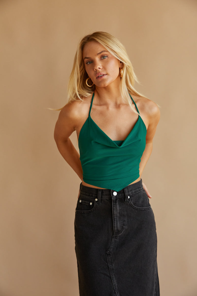 Jenna Cowl Neck Halter Top