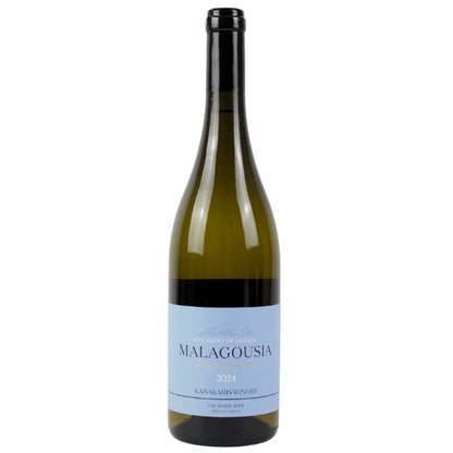 Wine bottle with a blue label on a white background