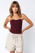 Leah Wine Ribbed Tube Top